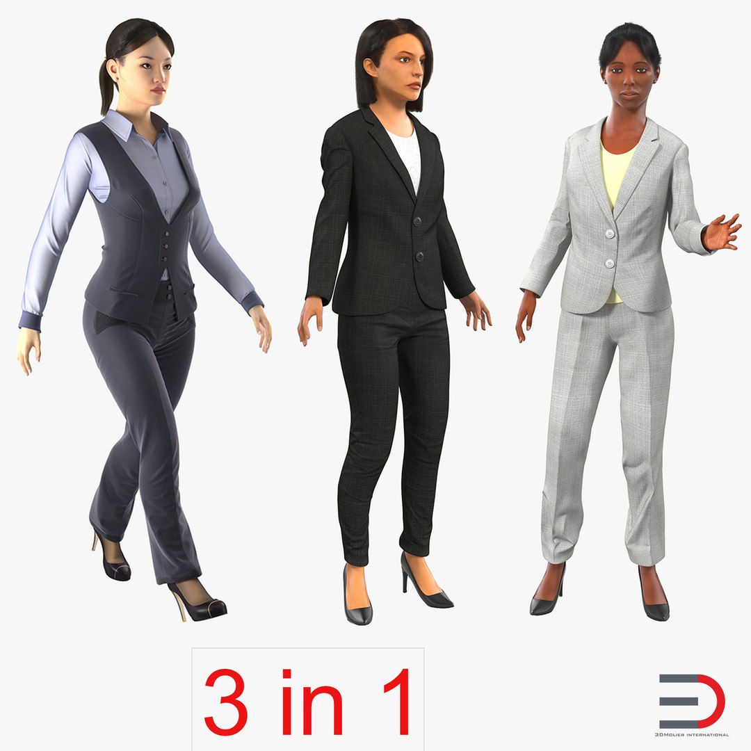 Rigged Business Womans Collection 2 3D model preview