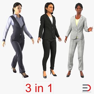 rigged business womans 2 3d max