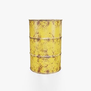 3D model Steel Barrel - Yellow - Rusted