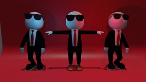 Rigged Stickman with Costume and Glasses - Blender