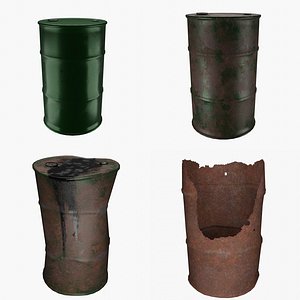 3D Green Oil Barrels Collection