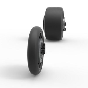 3D Wheel Set of Top fuel dragster motorcycle Scale 1 to 25