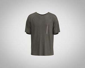 Mens raglan t-shirt with strip and pocket 3D model