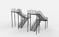 steel staircase 02 3D model