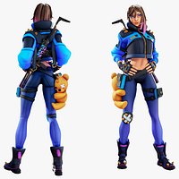 Blue Vortex - Stylized Sci-Fi Shooter Girl