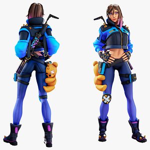 Blue Vortex - Stylized Sci-Fi Shooter Girl