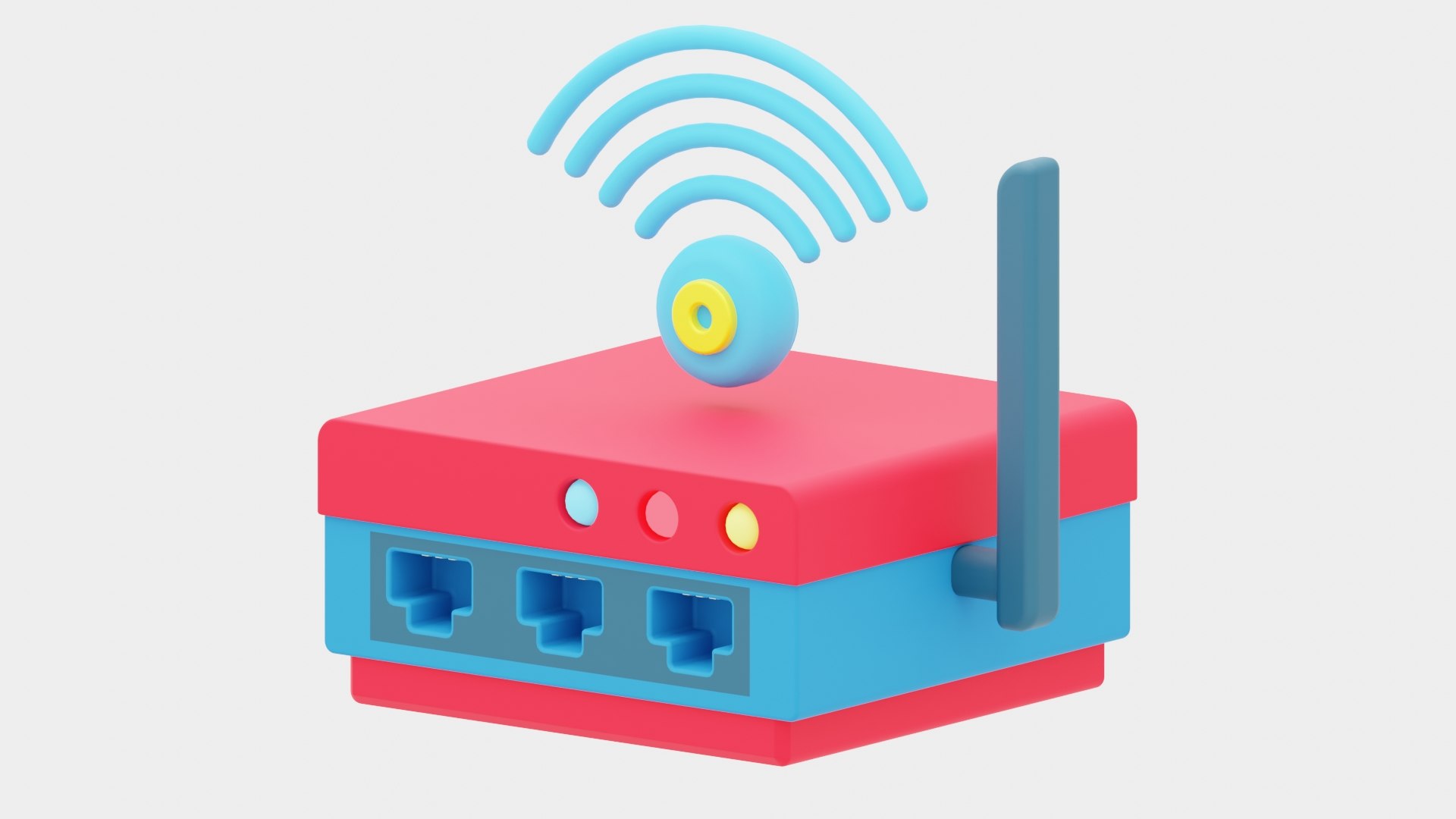 3D Router Device Icon On Computer Network Represented By Router And ...