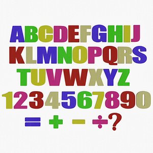 wooden colored alphabet letters 3D model