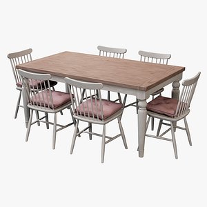 3D realistic dining table set model