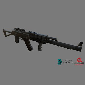 3D VSS Silent AKMS Kalashnikov Game Ready PBR Low-poly model