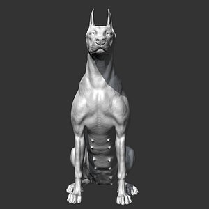 3D Doberman sitting AM21 3D print model
