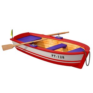 3D Wooden rowing boat