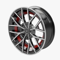 Car Alloy Wheel Rim 8 Y-Spoke Sport Design Gloss Black with Red Accent