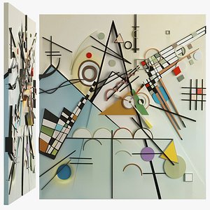Abstract Relief Wall Panel Kandinsky Style 3D Model Geometric Bas-Relief High Detail