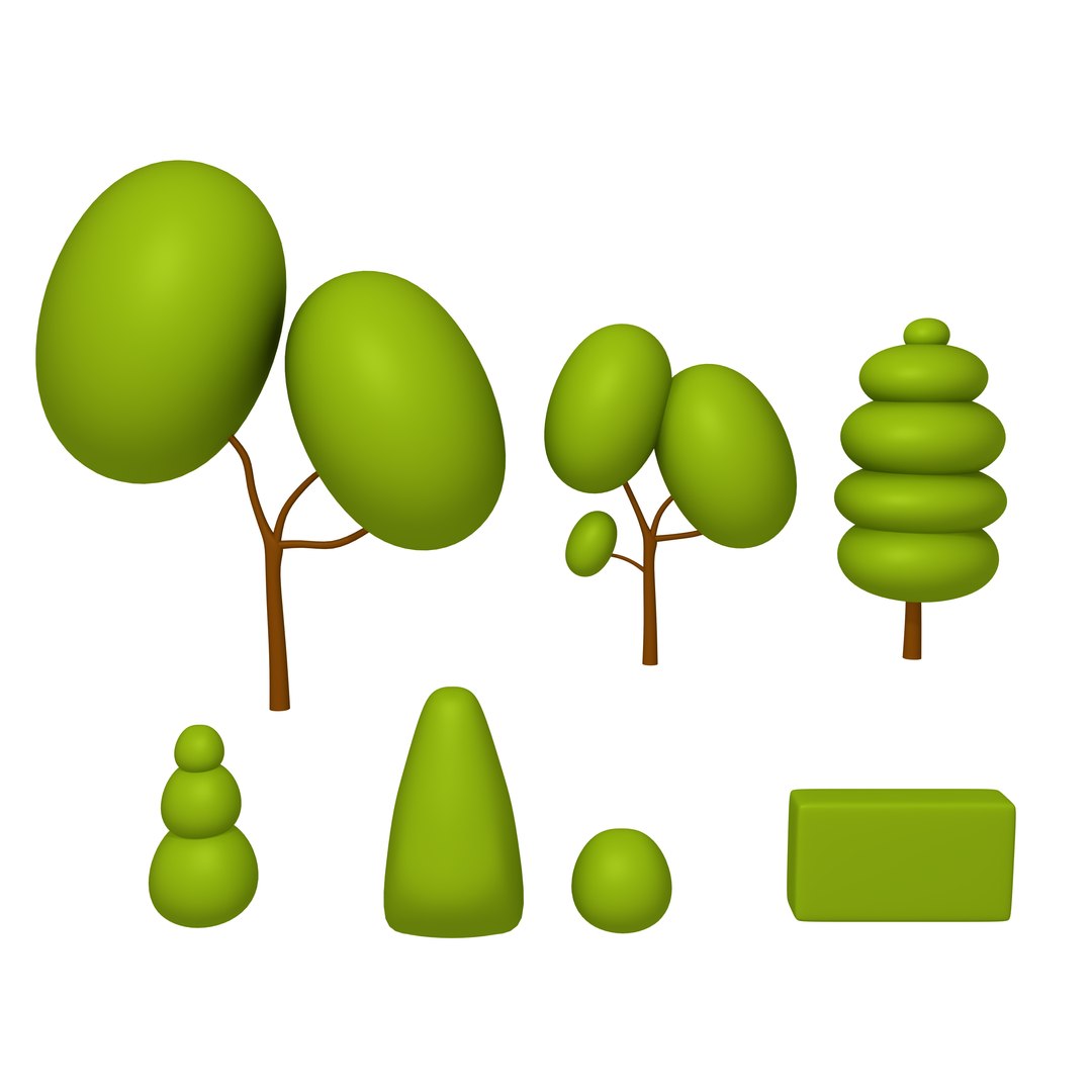 Trees cartoon set 01 3D - TurboSquid 1658524