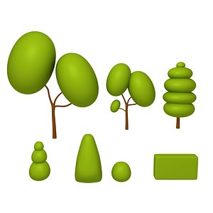 trees cartoon set 01 3D