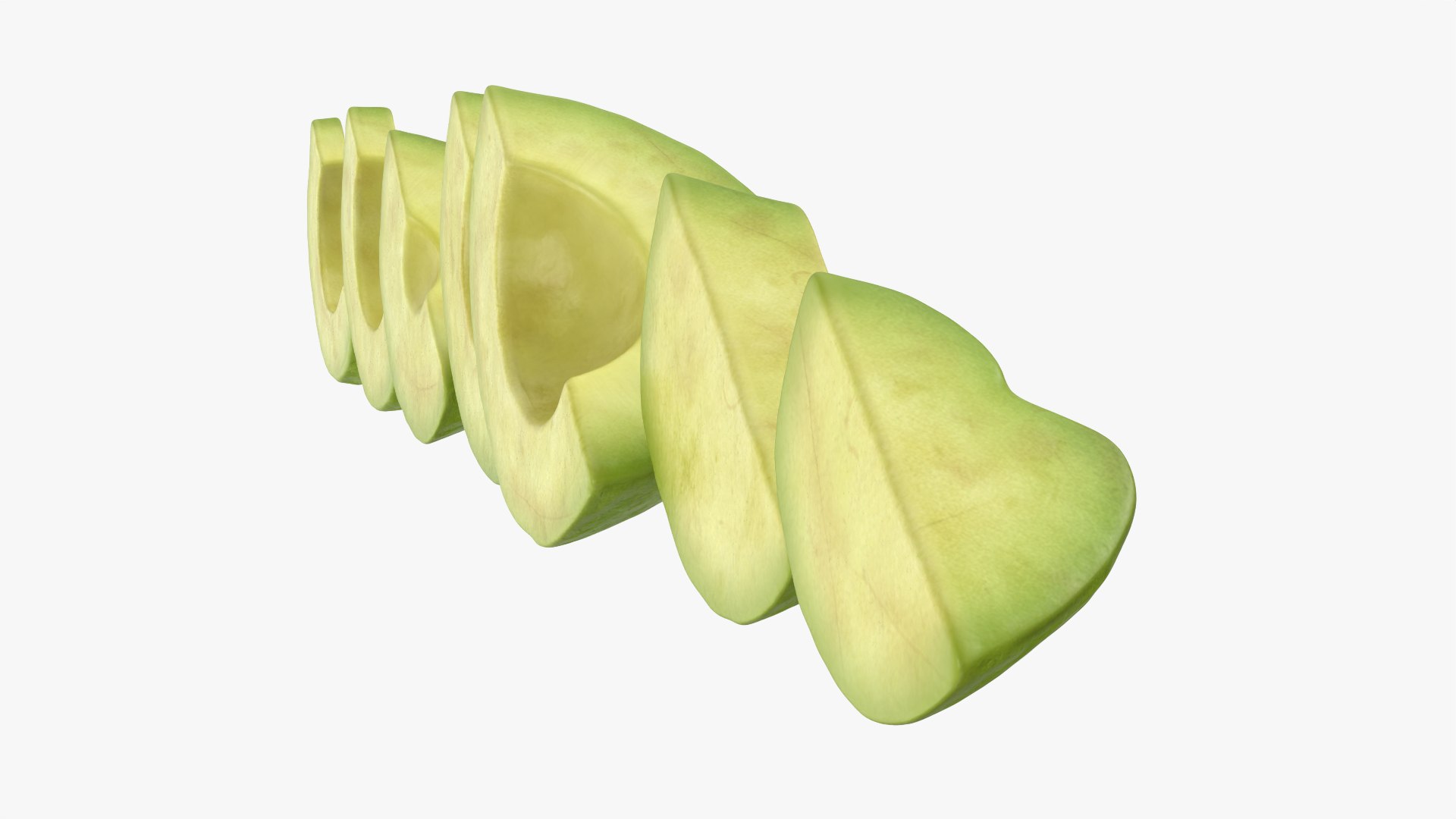 Segmented Avocado 3D model https://p.turbosquid.com/ts-thumb/yf/2eMuUD/23/avocadopeeledsliced_0007/png/1785342744/1920x1080/fit_q87/b4bbda589f64185328fc8cc462a2a17e00ca2549/avocadopeeledsliced_0007.jpg