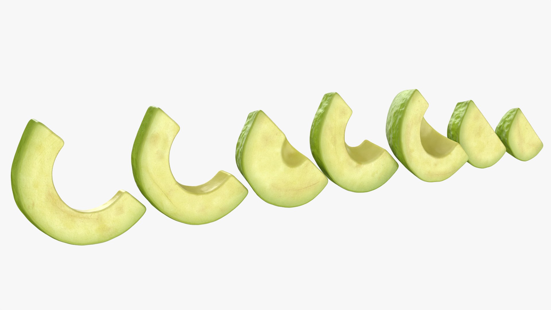 Segmented Avocado 3D model https://p.turbosquid.com/ts-thumb/yf/2eMuUD/L8/avocadopeeledsliced_0002/png/1785342739/1920x1080/fit_q87/52c697de0211ffa215677de64506dc7a15ee03c5/avocadopeeledsliced_0002.jpg