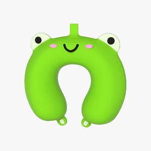 3D Cartoon Frog U-Shaped Neck Pillow model