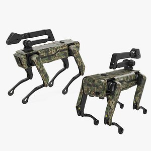 3D Modern Robot Dog with Arm in army color model