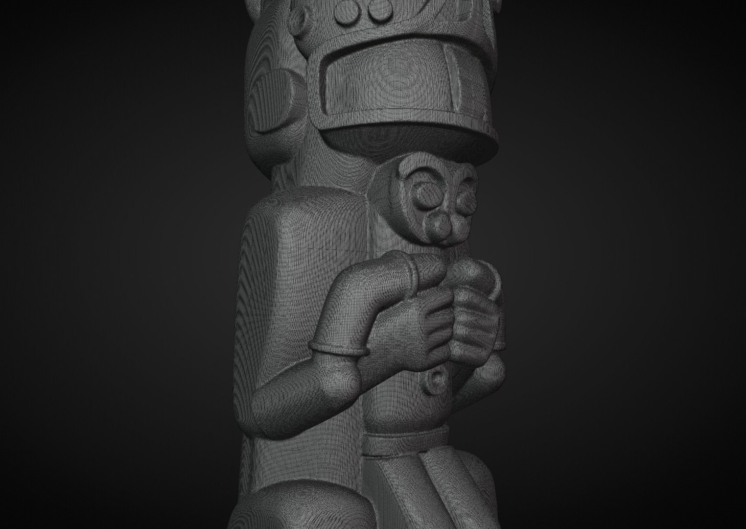 Indigenous Totem Pole Sculpture 3D model https://p.turbosquid.com/ts-thumb/yf/EJ0gQ7/Sa/wireframe/jpg/1779718790/1920x1080/fit_q87/d5776010c82a7959fcea53f274f925a483b0dfa9/wireframe.jpg