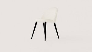 Cream Upholstered Dining Chair with Black Tapered Legs