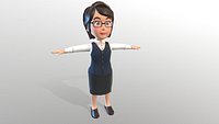 Cartoon Style Teacher - Secretary - Female Low-poly