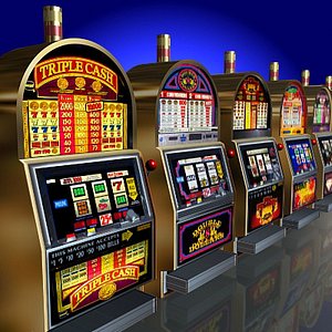 6 Low Poly Round-Top Slot Machines