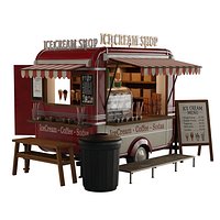 Realistic IceCream Food Cart Trailer