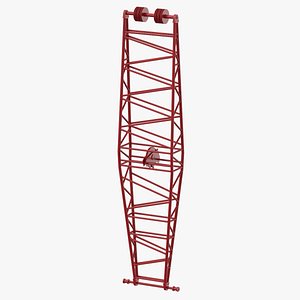 3D crane jib mast red model