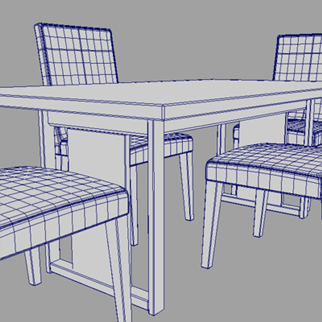 Dining Room Table Chairs 3d Obj