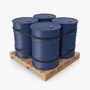 Oil Drums In Wooden Pallet