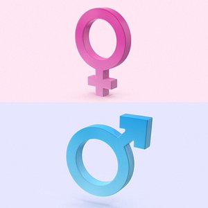 3d model of gender symbols set