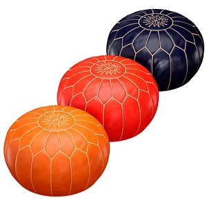 3D moroccan leather pouf model