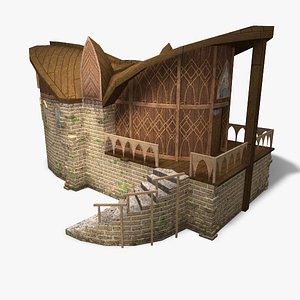 low-poly elven building games 3d obj
