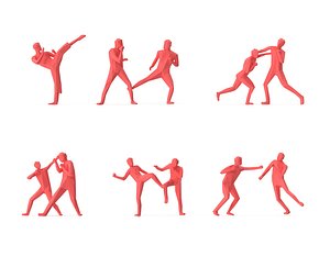 people fighting pose 3D model