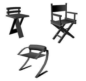 Packet of three low poly chairs