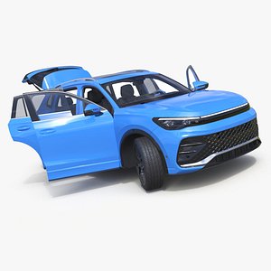 Modern Blue Crossover SUV Rigged model