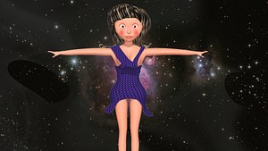 free low poly woman in dress 37