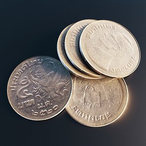 3D model Thai 5 baht coin