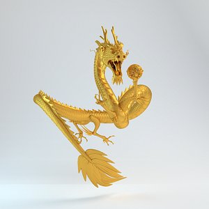 3d model gold dragon statue