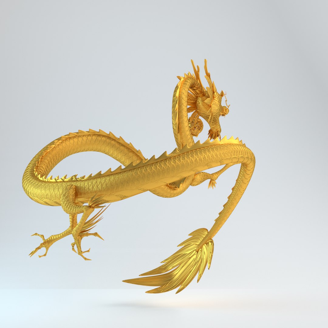 3d Model Gold Dragon Statue