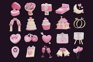 Wedding 3D Icon Pack 3D model