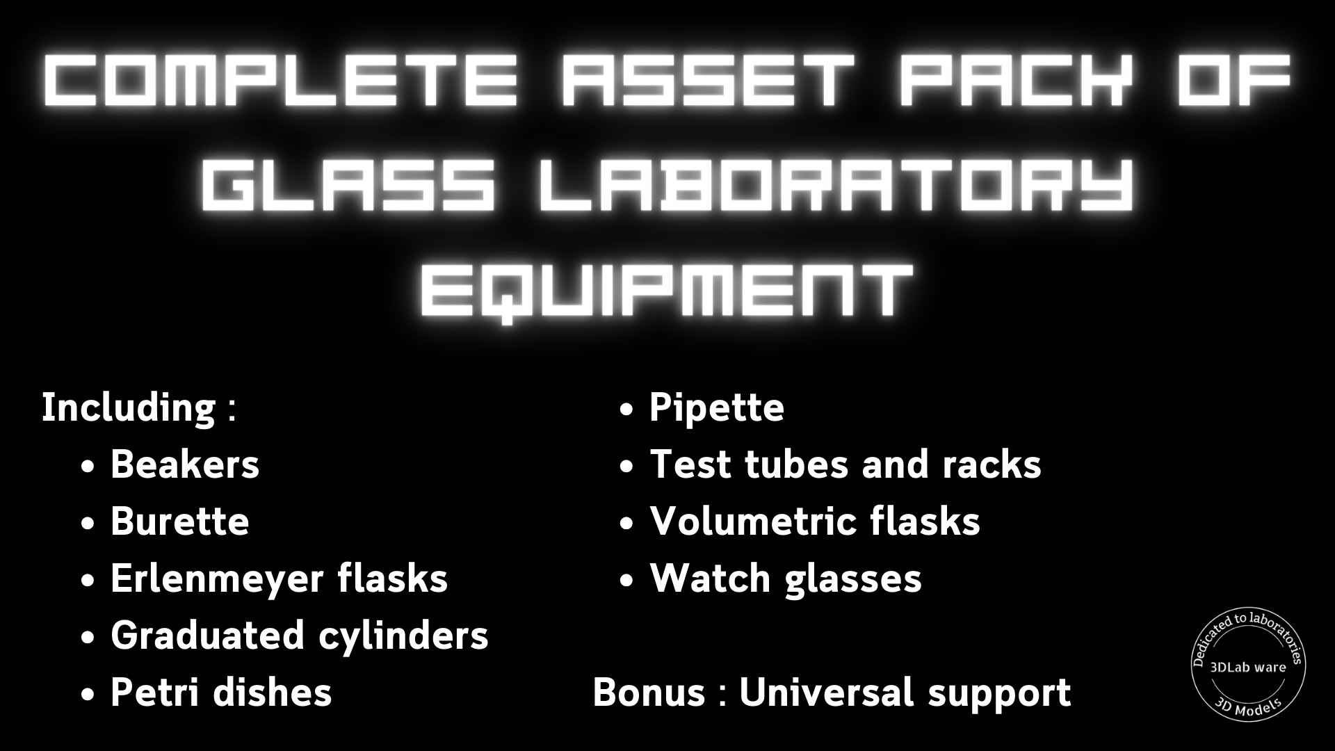 3D Laboratory Equipment Pack Scientific Lab Essentials by 3DLabWare