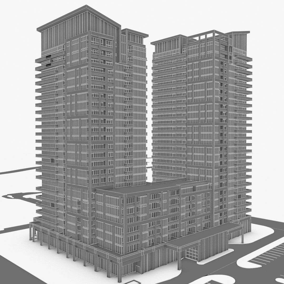 Residential Tower Complex 02 3D Model - TurboSquid 1751345