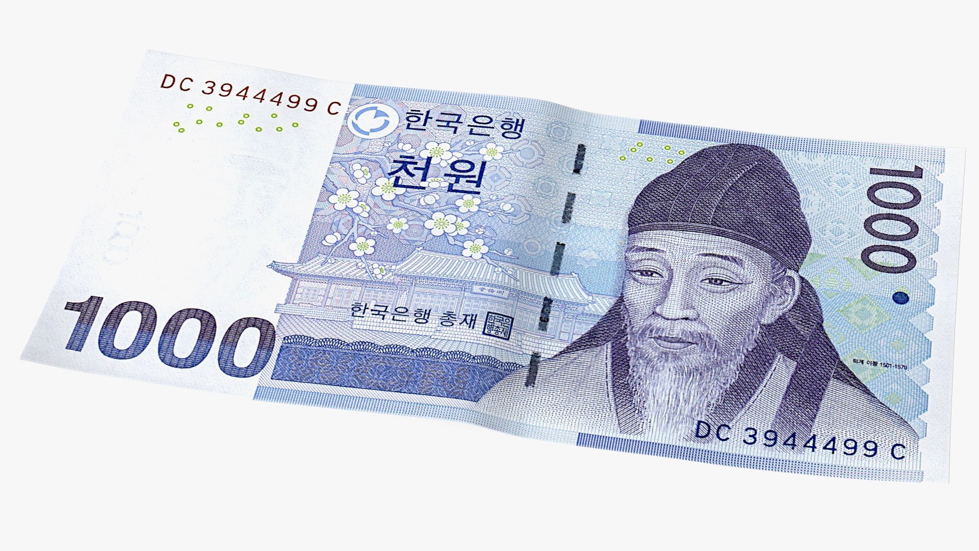 South Korean 1000 Won Banknote 3D model preview