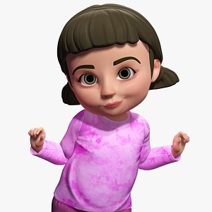 3D Stylized Cartoon Girl Cute 3D Toon