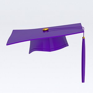 Matte Purple Bachelors Graduation Cap 3D model