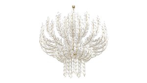 Custom made crystal art deco floral chandelier 3D model