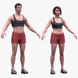 Man and Woman in Summer 9 3D model